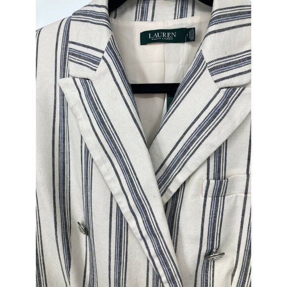 Ralph Lauren Blazer Jacket Size 12 Ivory Blue New - Picture 4 of 12